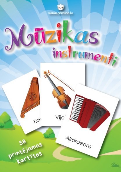 Printējamas kartītes “Mūzikas instrumenti”